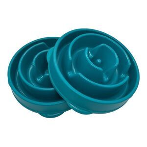 Outward Hound Raise the Woof Set of 2 Slow Feed Dog Bowls Turquoise